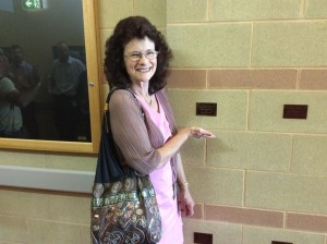 trish hill at the camden hospital placement of bud singh's plaque